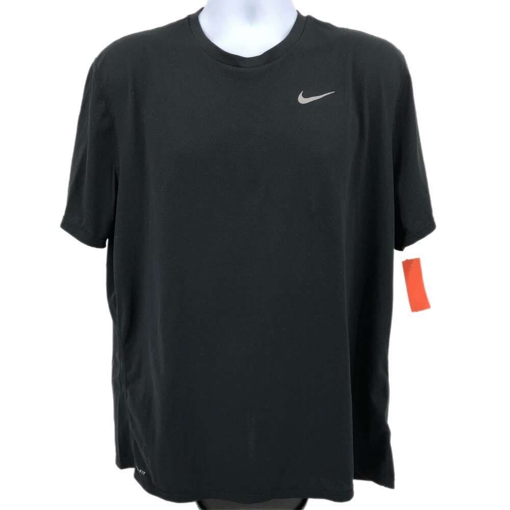 Nike Black and White Moisture Wicking T-Shirt | Round Neck and Logo Accent